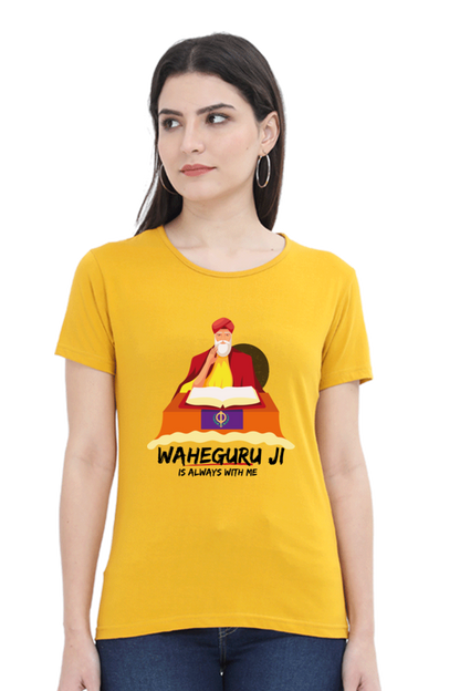 Waheguru Ji is always with me Girls Pure Cotton Tshirt