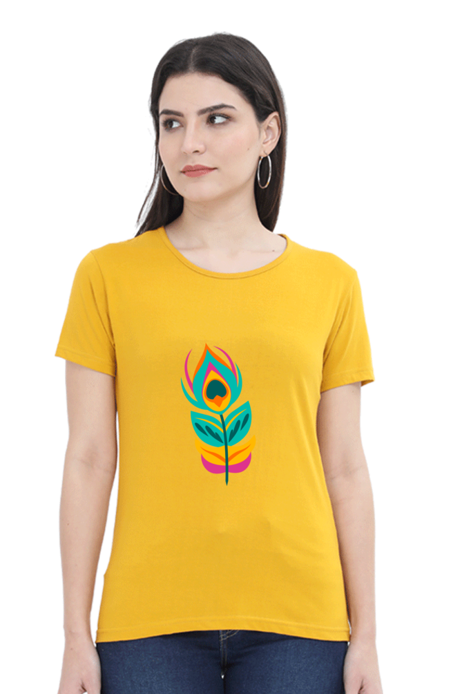 Peacock Feather Womens Pure Cotton Tshirt