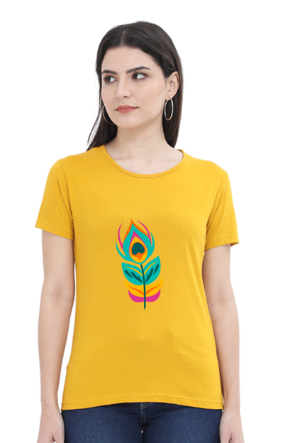 Peacock Feather Womens Pure Cotton Tshirt