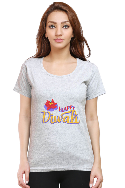 Happy Diwali Womens Pure Cotton Tshirt