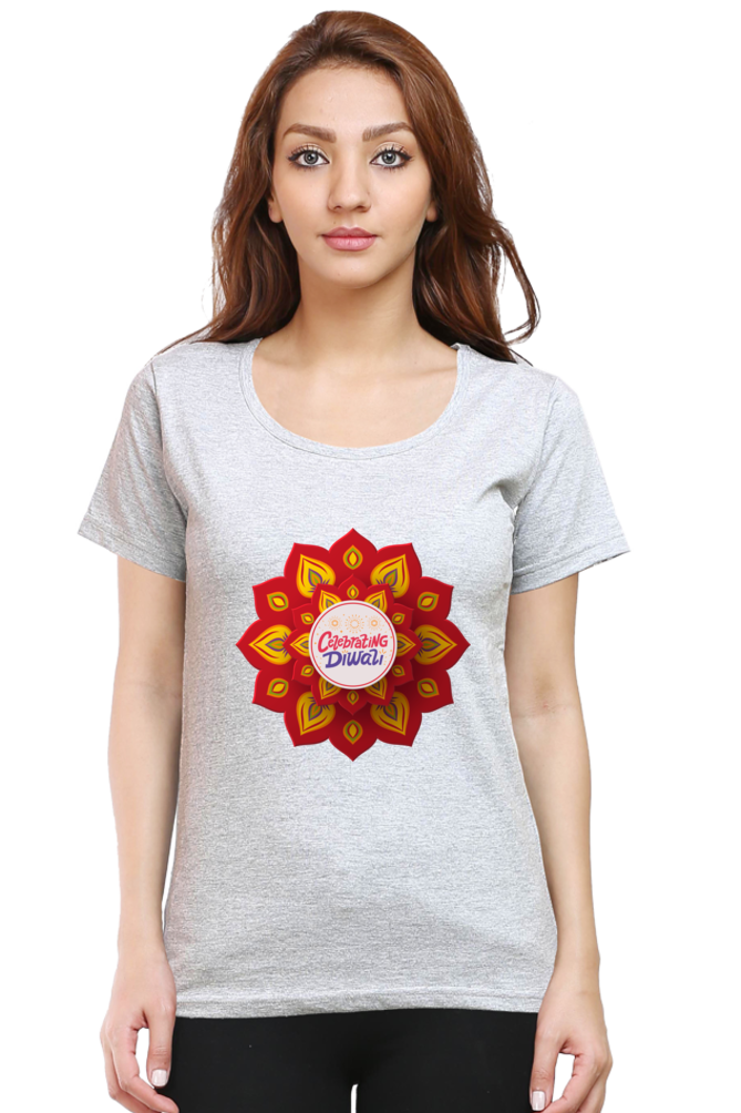 Celebrating Diwali Womens Pure Cotton Tshirt