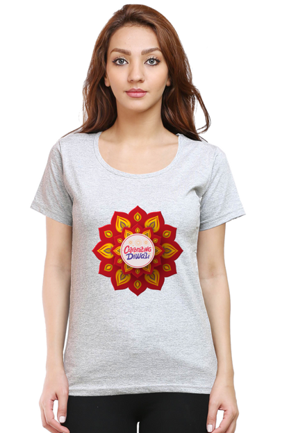 Celebrating Diwali Womens Pure Cotton Tshirt