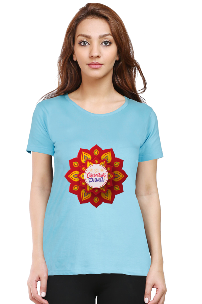 Celebrating Diwali Womens Pure Cotton Tshirt