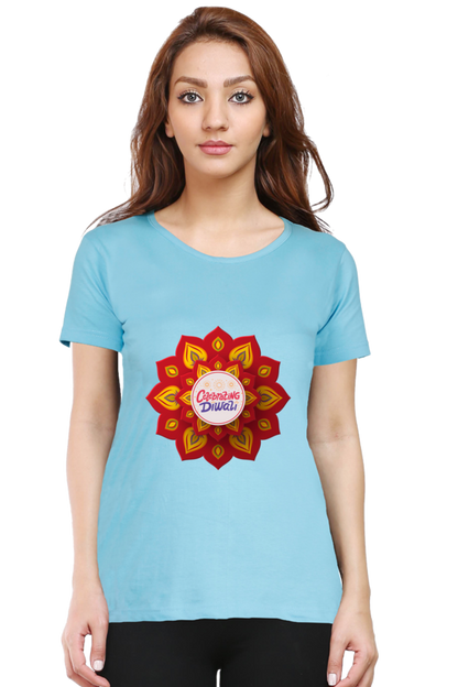 Celebrating Diwali Womens Pure Cotton Tshirt