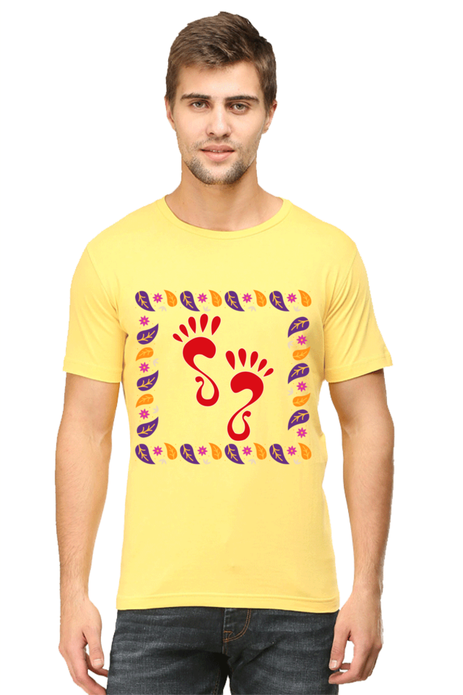 Lakshmi Ji Ka Pair Diwali Mens Pure Cotton Tshirt