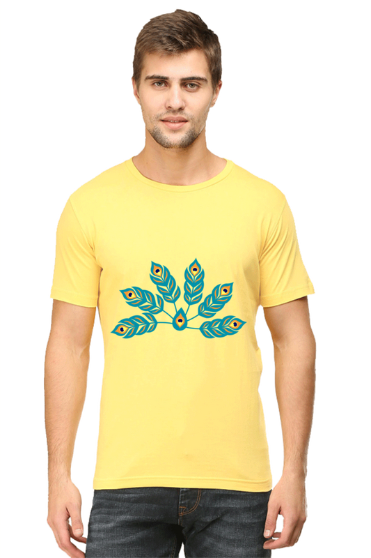 Peacock Feathers Mens Pure Cotton Tshirt