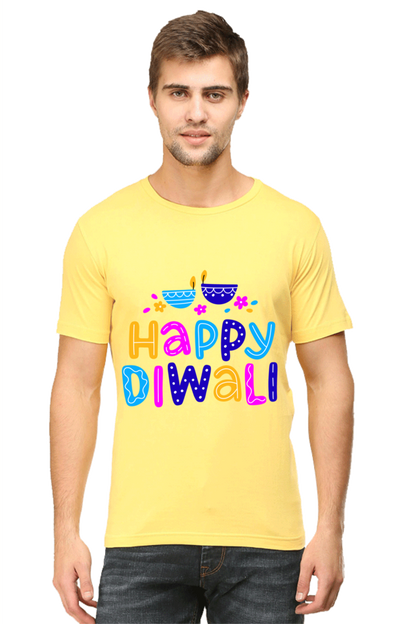 Colorful Diwali Mens Pure Cotton Tshirt