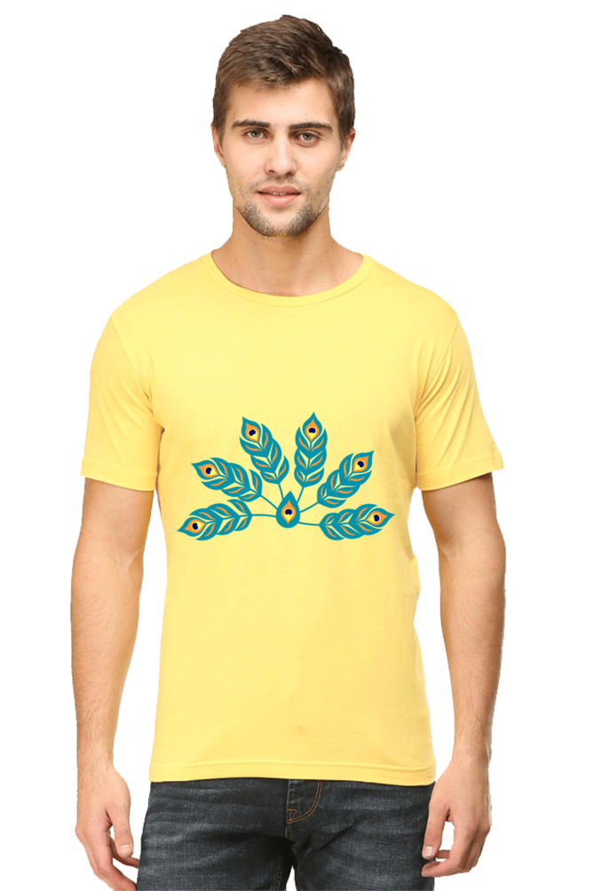 Peacock Feathers Mens Pure Cotton Tshirt