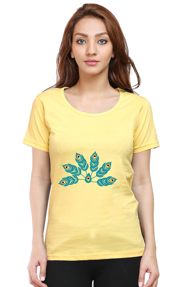 Multiple Peacock Feather Womens Pure Cotton Tshirt