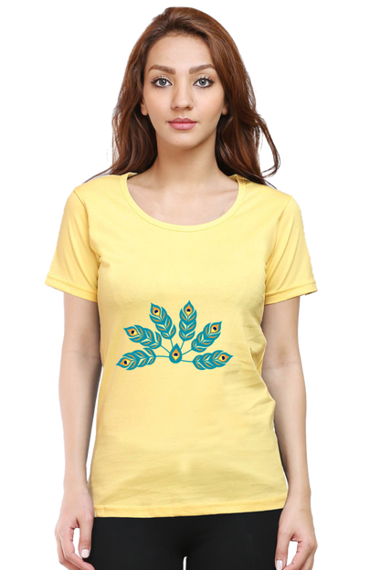 Multiple Peacock Feather Womens Pure Cotton Tshirt