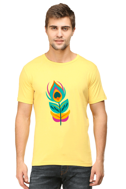 Krishna Peacock Feather Mens Pure Cotton Tshirt