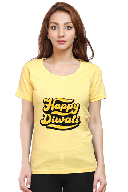 Happy Diwali Womens Pure Cotton Tshirt