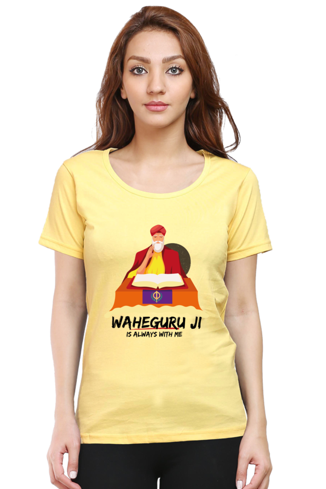 Waheguru Ji is always with me Girls Pure Cotton Tshirt