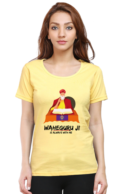 Waheguru Ji is always with me Girls Pure Cotton Tshirt