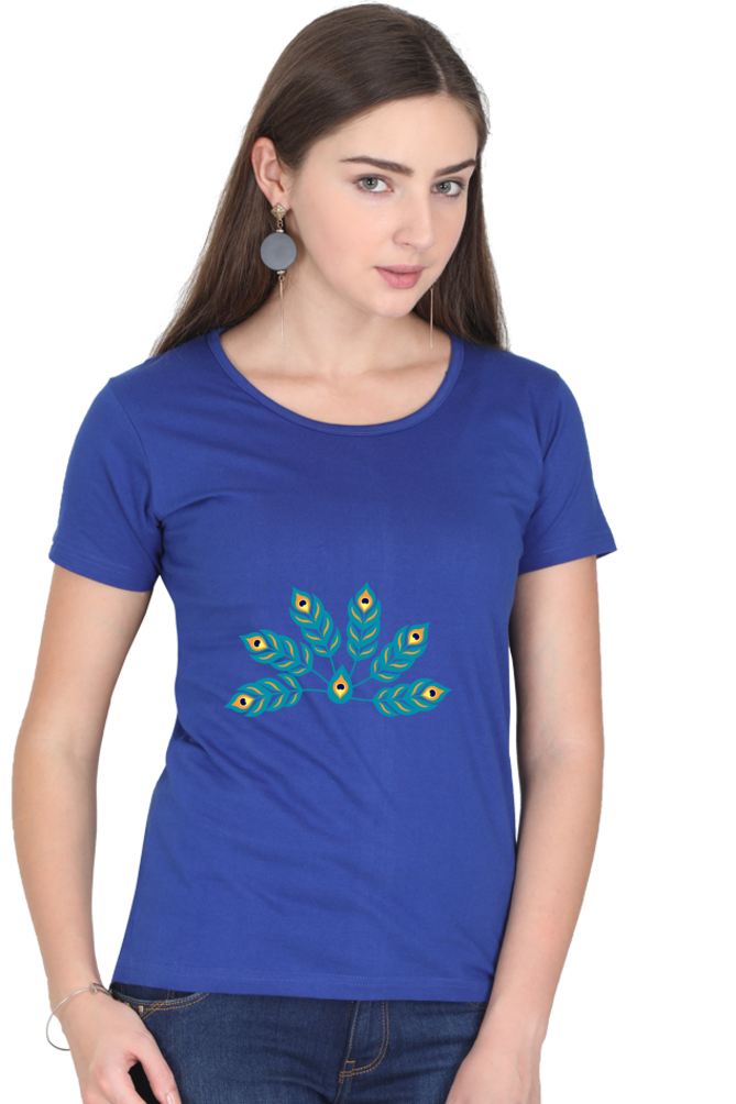 Multiple Peacock Feather Womens Pure Cotton Tshirt