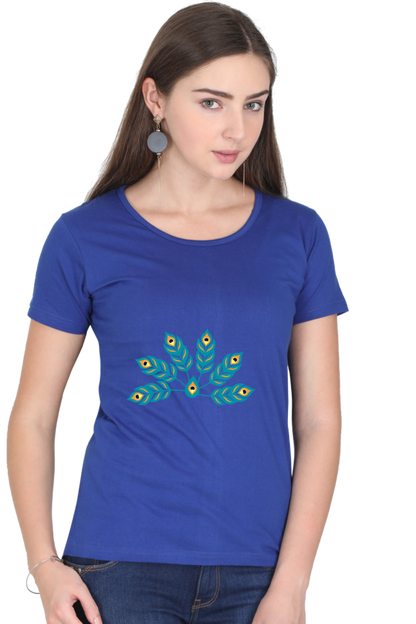 Multiple Peacock Feather Womens Pure Cotton Tshirt