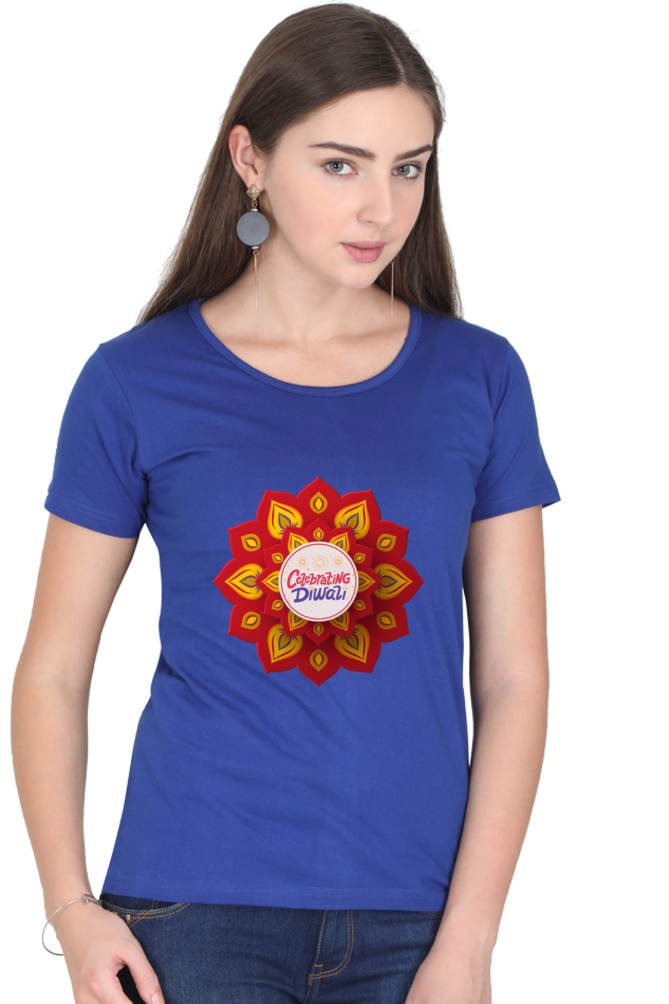 Celebrating Diwali Womens Pure Cotton Tshirt