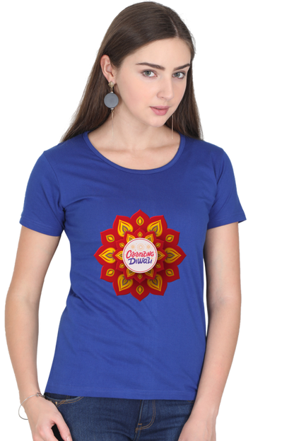 Celebrating Diwali Womens Pure Cotton Tshirt