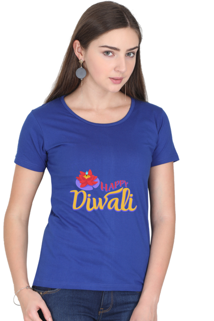 Happy Diwali Womens Pure Cotton Tshirt